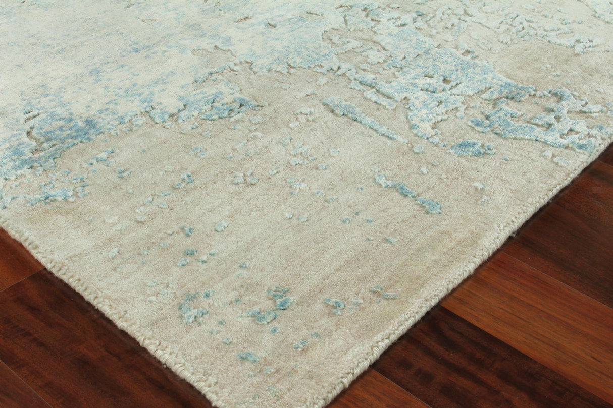 Exquisite Rugs Roset Hand Loomed Bamboo Silk in 2508 Beige/Blue 8' x 10' Area Rug