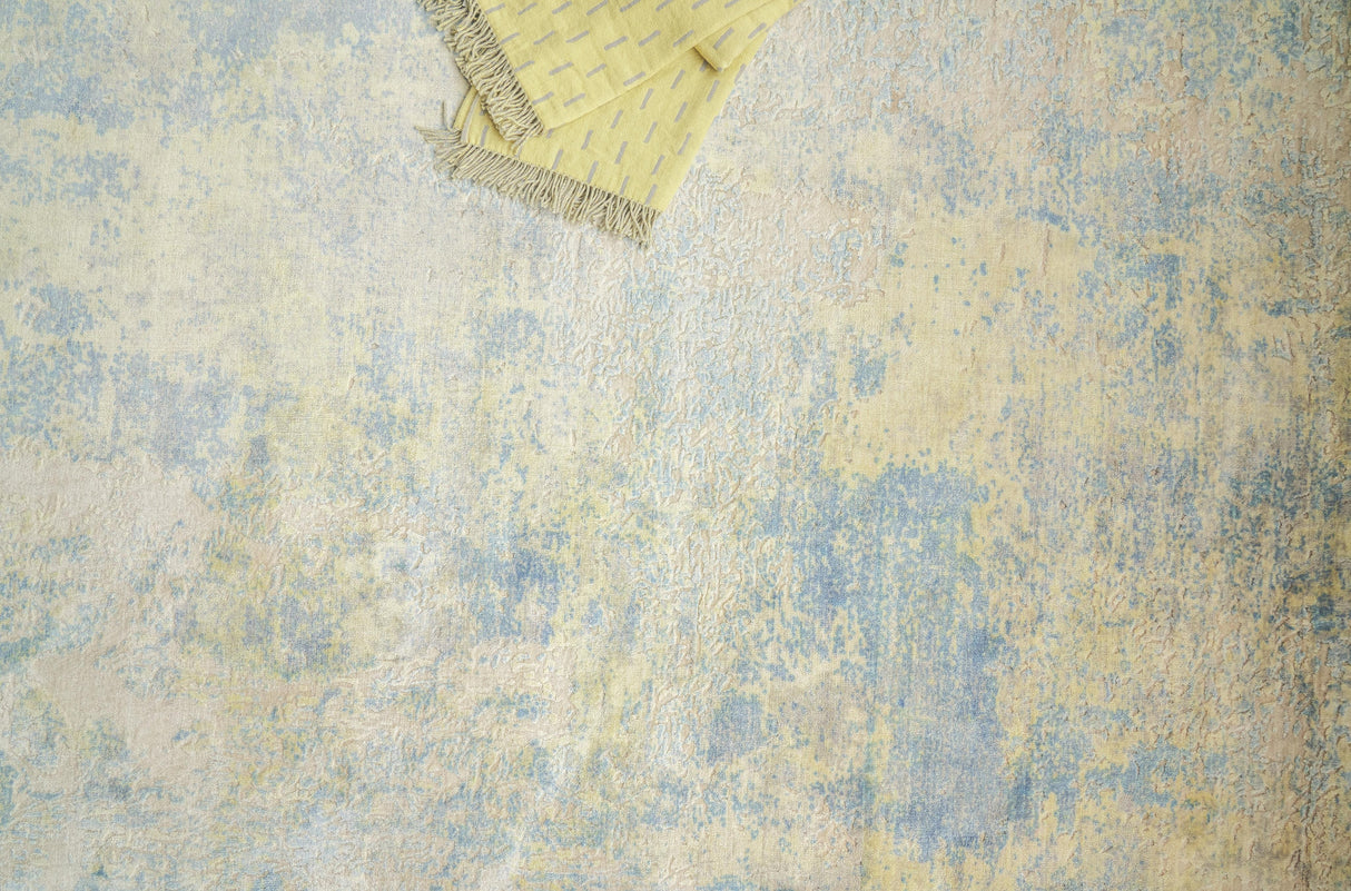 Exquisite Rugs Roset Hand Loomed Bamboo Silk in 2508 Beige/Blue 9' x 12' Area Rug