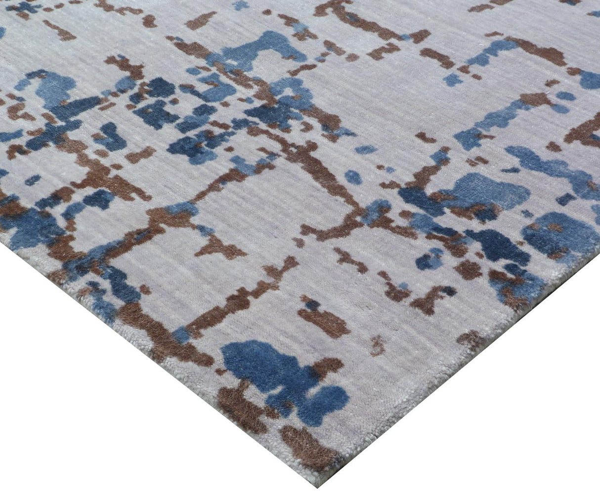 Exquisite Rugs Antolini Hand Loomed Bamboo Silk in 2510 Ivory/Blue 8' x 10' Area Rug