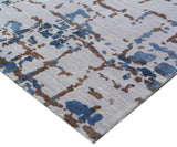 Exquisite Rugs Antolini Hand Loomed Bamboo Silk in 2510 Ivory/Blue 8' x 10' Area Rug