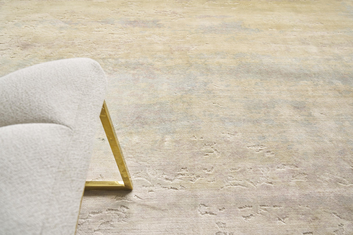 Exquisite Rugs Reflections Hand Loomed Bamboo Silk in 2513 Ivory/Soft Green 9' x 12' Area Rug