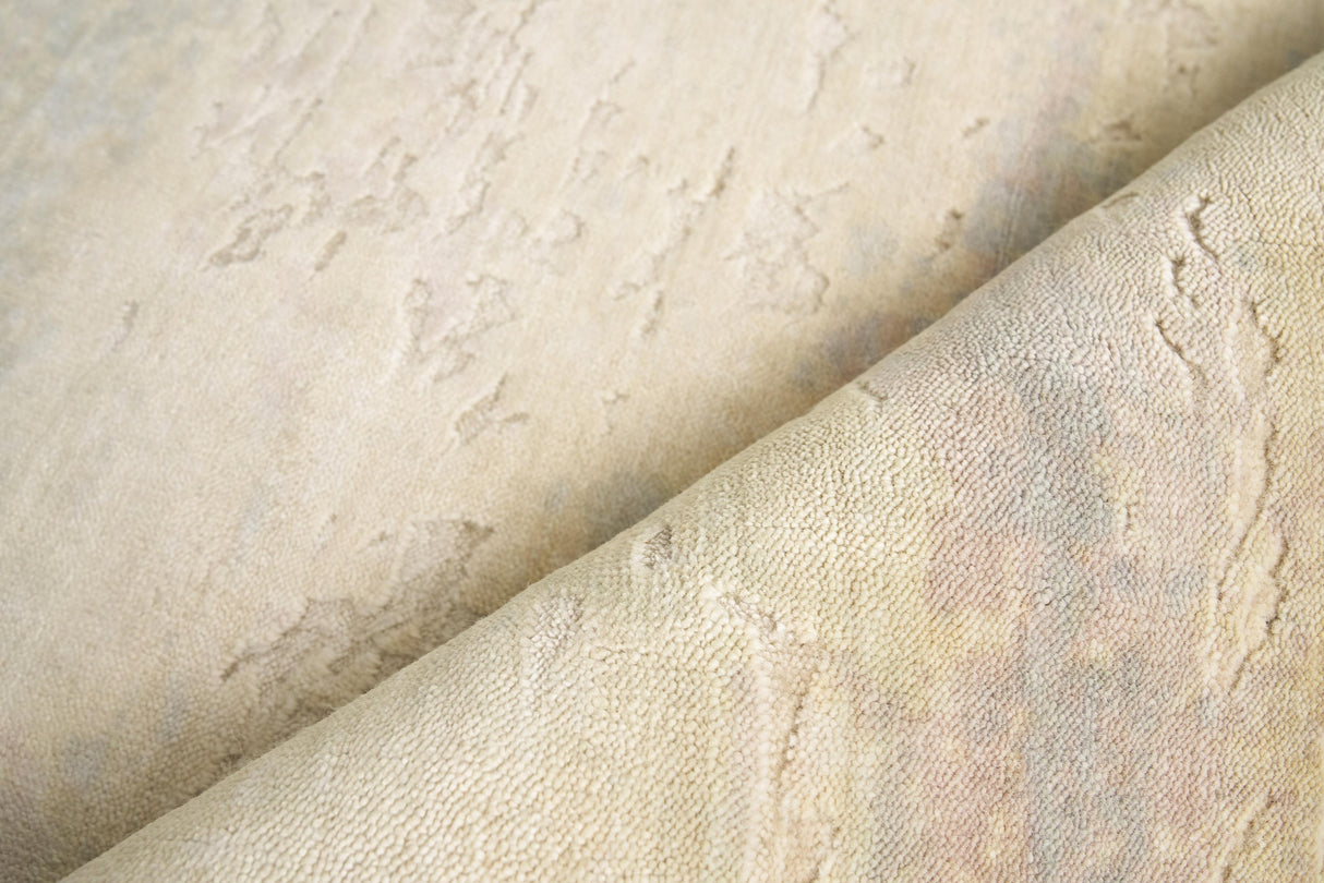 Exquisite Rugs Reflections Hand Loomed Bamboo Silk in 2513 Ivory/Soft Green 9' x 12' Area Rug