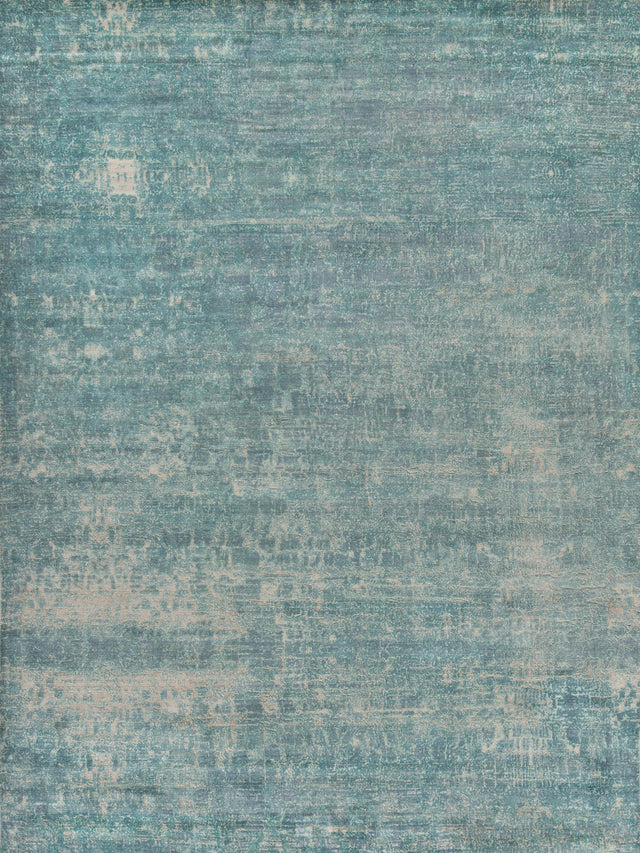 Exquisite Rugs Reflections Hand Loomed Bamboo Silk in 2517 Teal 6' x 9' Area Rug