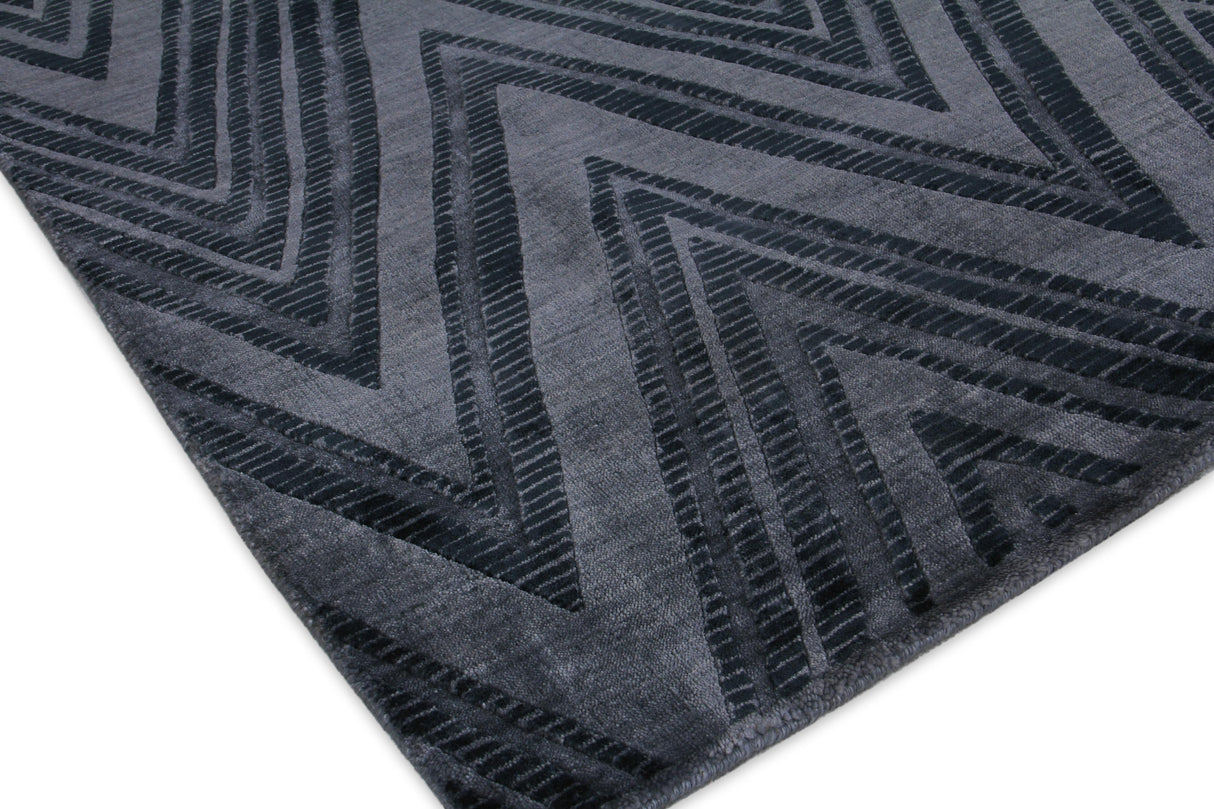 Exquisite Rugs Reflections Hand Loomed Bamboo Silk in 2523 Blue/Denim 8' x 10' Area Rug