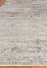 Exquisite Rugs Reflections Hand Loomed Bamboo Silk in 2527 Silver/Gray/Yellow 10' x 14' Area Rug