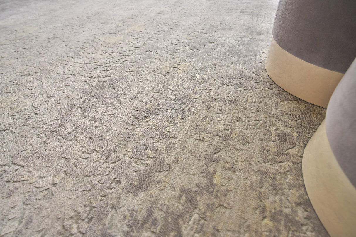 Exquisite Rugs Reflections Hand Loomed Bamboo Silk in 2527 Silver/Gray/Yellow 12' x 15' Area Rug
