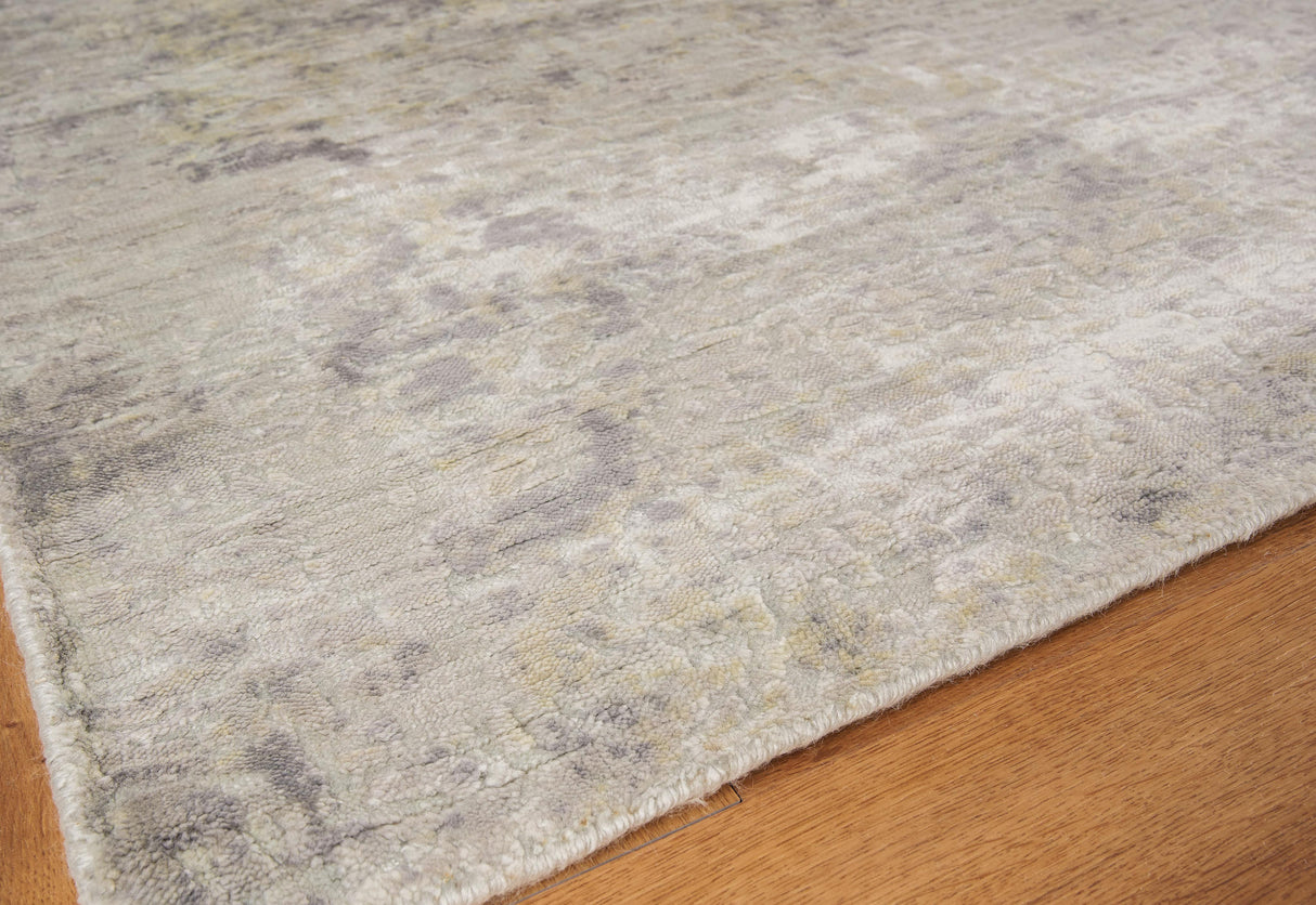 Exquisite Rugs Reflections Hand Loomed Bamboo Silk in 2527 Silver/Gray/Yellow 8' x 10' Area Rug