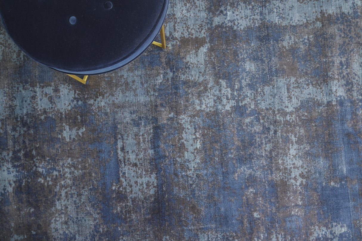 Exquisite Rugs Antolini Hand Loomed Bamboo Silk in 2528 Blue/Gray 10' x 14' Area Rug