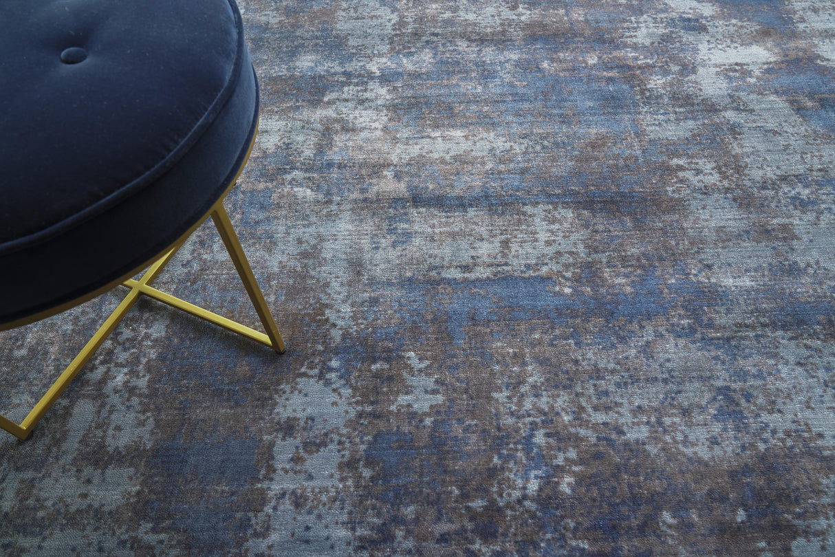 Exquisite Rugs Antolini Hand Loomed Bamboo Silk in 2528 Blue/Gray 9' x 12' Area Rug
