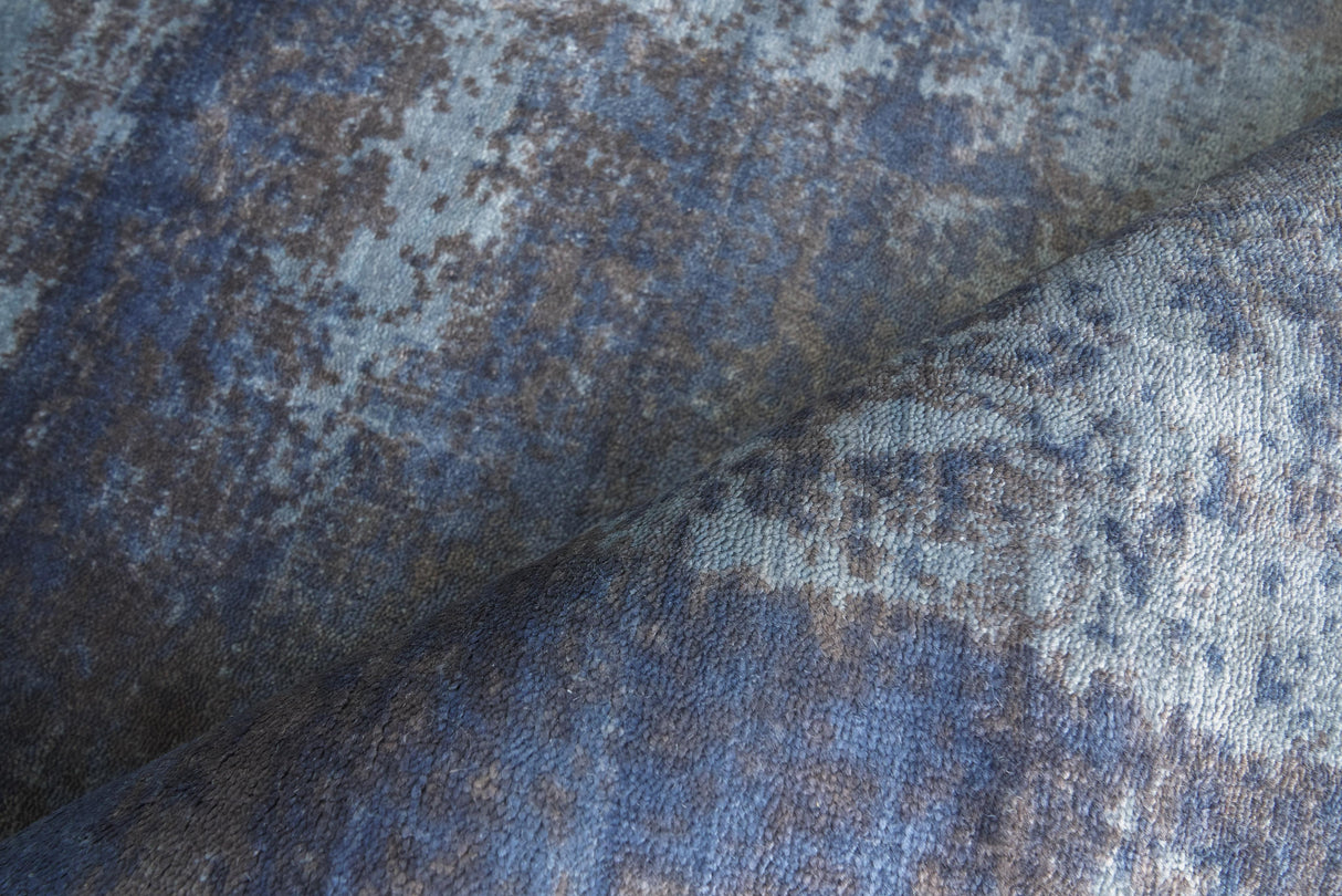 Exquisite Rugs Antolini Hand Loomed Bamboo Silk in 2528 Blue/Gray 9' x 12' Area Rug