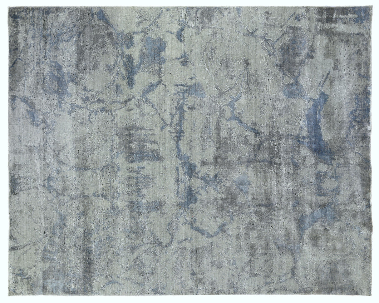 Exquisite Rugs Reflections Hand Loomed Bamboo Silk in 2533 Gray/Blue 9' x 12' Area Rug