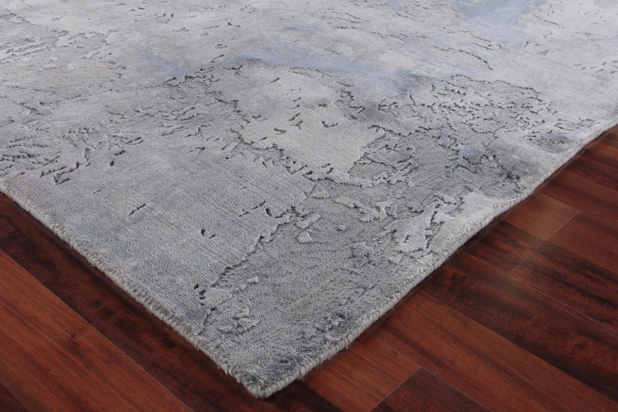 Exquisite Rugs Reflections Hand Loomed Bamboo Silk in 2533 Gray/Blue 9' x 12' Area Rug
