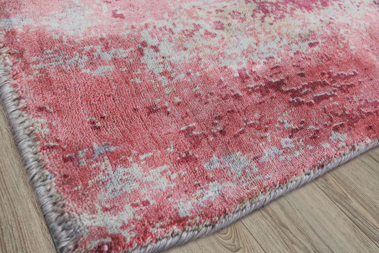 Exquisite Rugs Antolini Hand Loomed Bamboo Silk in 2535 Red/Gray 10' x 14' Area Rug