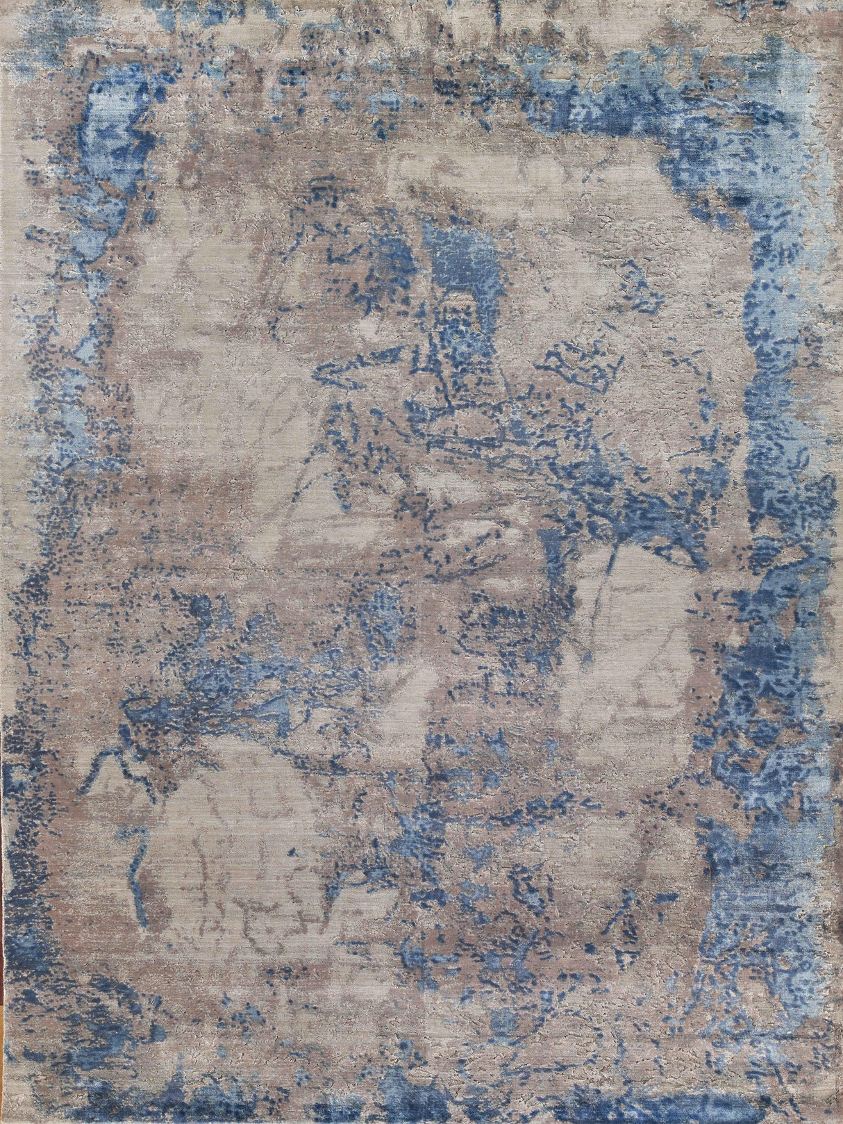 Exquisite Rugs Roset Hand Loomed Bamboo Silk in 2536 Silver/Blue 12' x 15' Area Rug