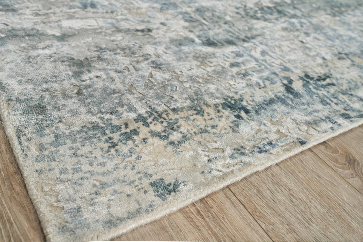 Exquisite Rugs Roset Hand-loomed Bamboo Silk 2540 Blue/Ivory 5' x 8' Area Rug