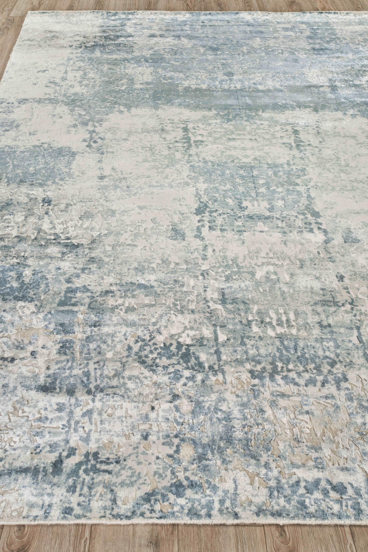 Exquisite Rugs Roset Hand-loomed Bamboo Silk 2540 Blue/Ivory 5' x 8' Area Rug