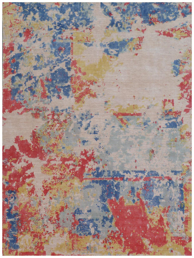 Exquisite Rugs Reflections Hand Loomed Bamboo Silk in 2542 Blue/Multi 8' x 10' Area Rug