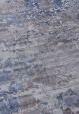 Exquisite Rugs Reflections Hand Loomed Bamboo Silk in 2543 Silver/Blue 9' x 12' Area Rug