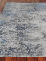Exquisite Rugs Reflections Hand Loomed Bamboo Silk in 2543 Silver/Blue 9' x 12' Area Rug