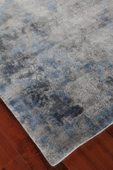 Exquisite Rugs Reflections Hand Loomed Bamboo Silk in 2543 Silver/Blue 9' x 12' Area Rug