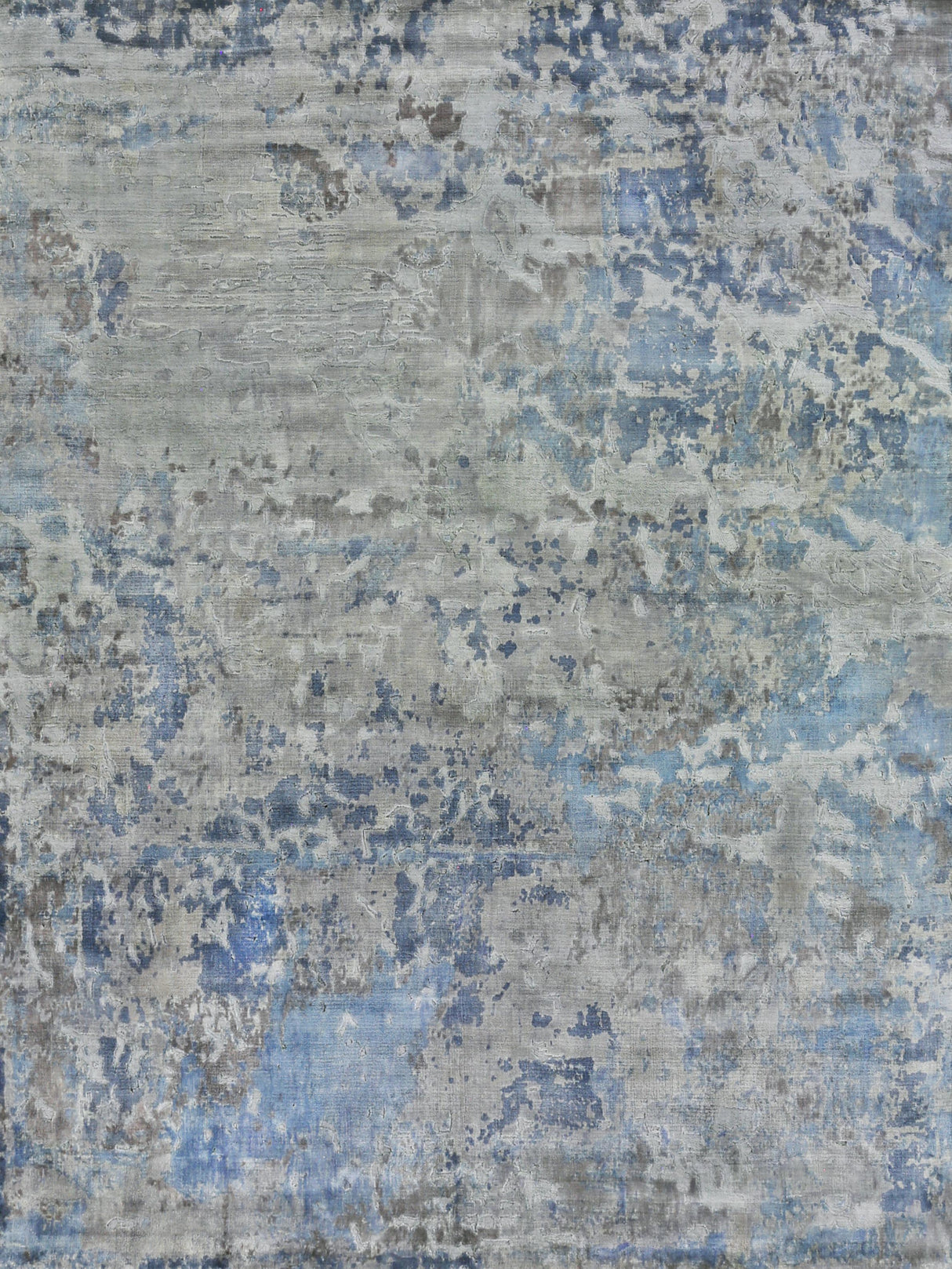 Exquisite Rugs Reflections Hand Loomed Bamboo Silk in 2543 Silver/Blue 9' x 12' Area Rug