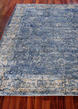 Exquisite Rugs Cassina Hand Loomed Bamboo Silk in 2545 Denim/Gold 6' x 9' Area Rug