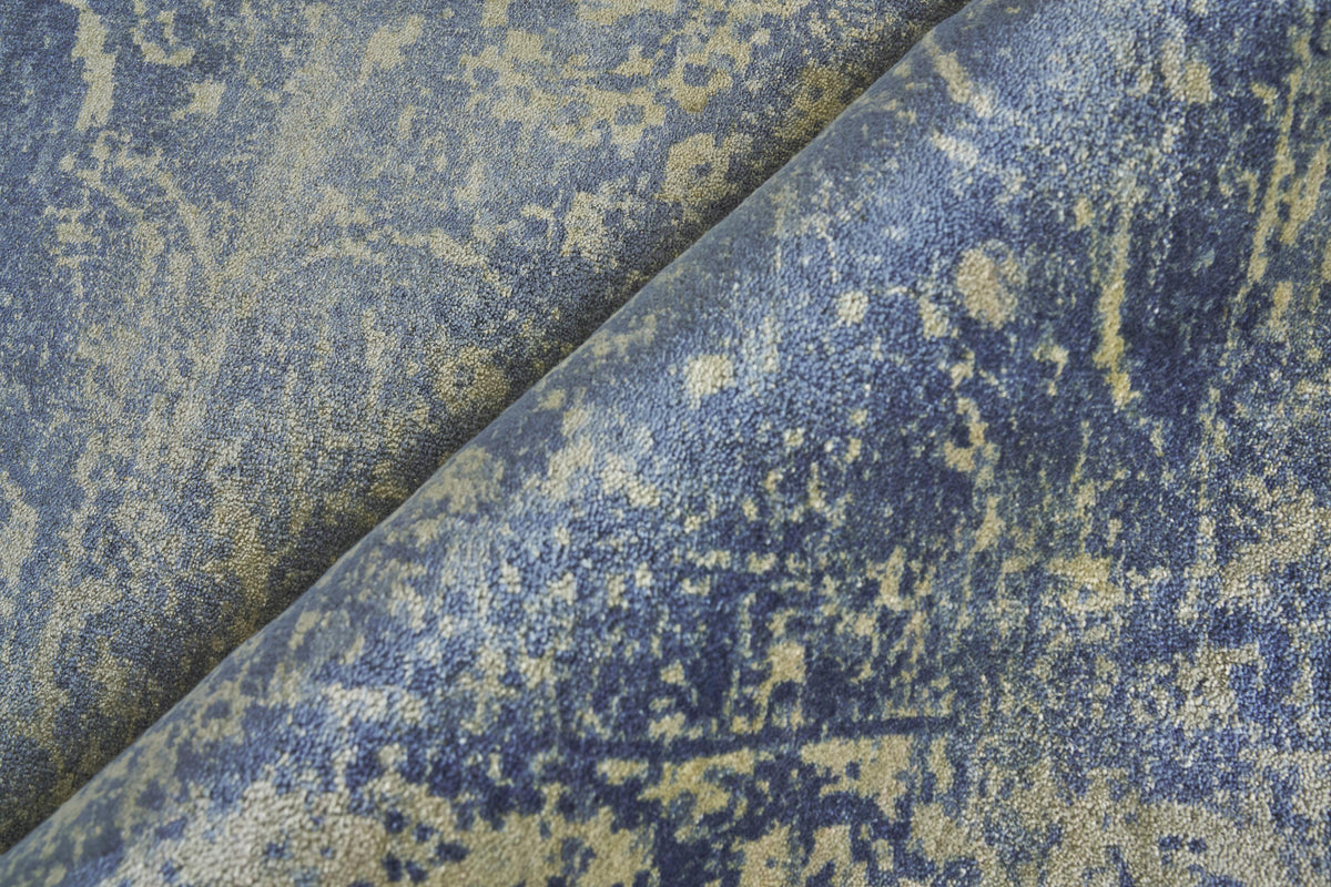 Exquisite Rugs Cassina Hand Loomed Bamboo Silk in 2545 Denim/Gold 6' x 9' Area Rug
