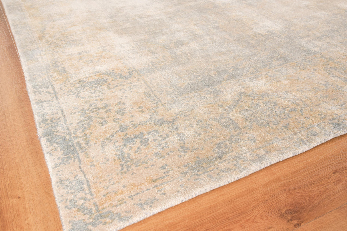 Exquisite Rugs Cassina Hand Loomed Bamboo Silk in 2546 Blue/Ivory 12' x 15' Area Rug
