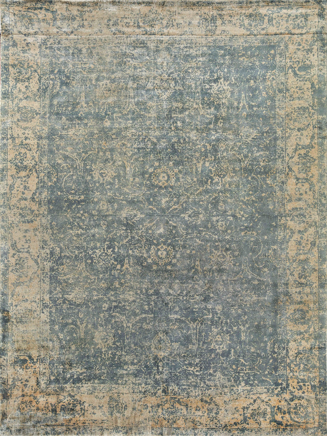 Exquisite Rugs Cassina Hand Loomed Bamboo Silk in 2547 Silver/Ivory 10' x 14' Area Rug
