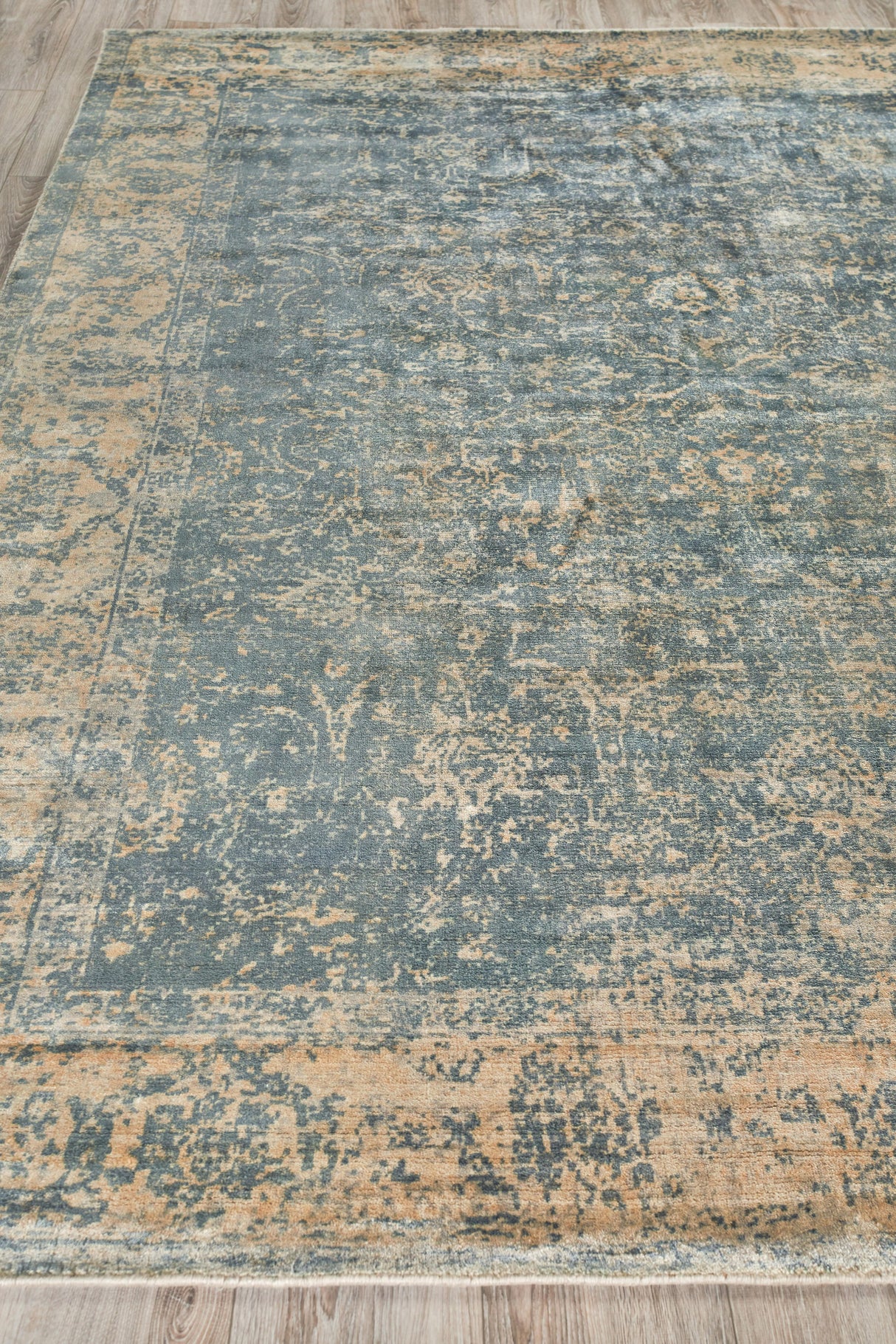 Exquisite Rugs Cassina Hand Loomed Bamboo Silk in 2547 Silver/Ivory 6' x 9' Area Rug