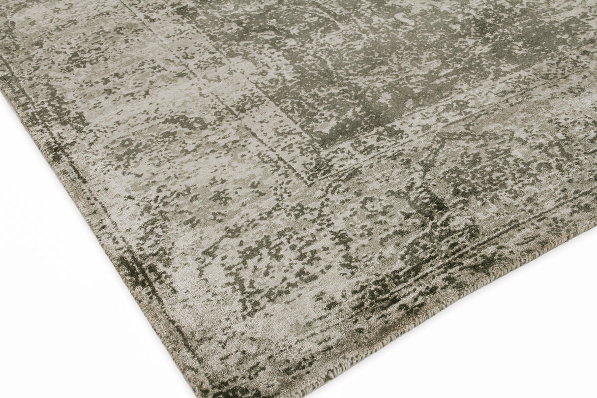 Exquisite Rugs Cassina Hand Loomed Bamboo Silk in 2548 Charcoal/Green 6' x 9' Area Rug