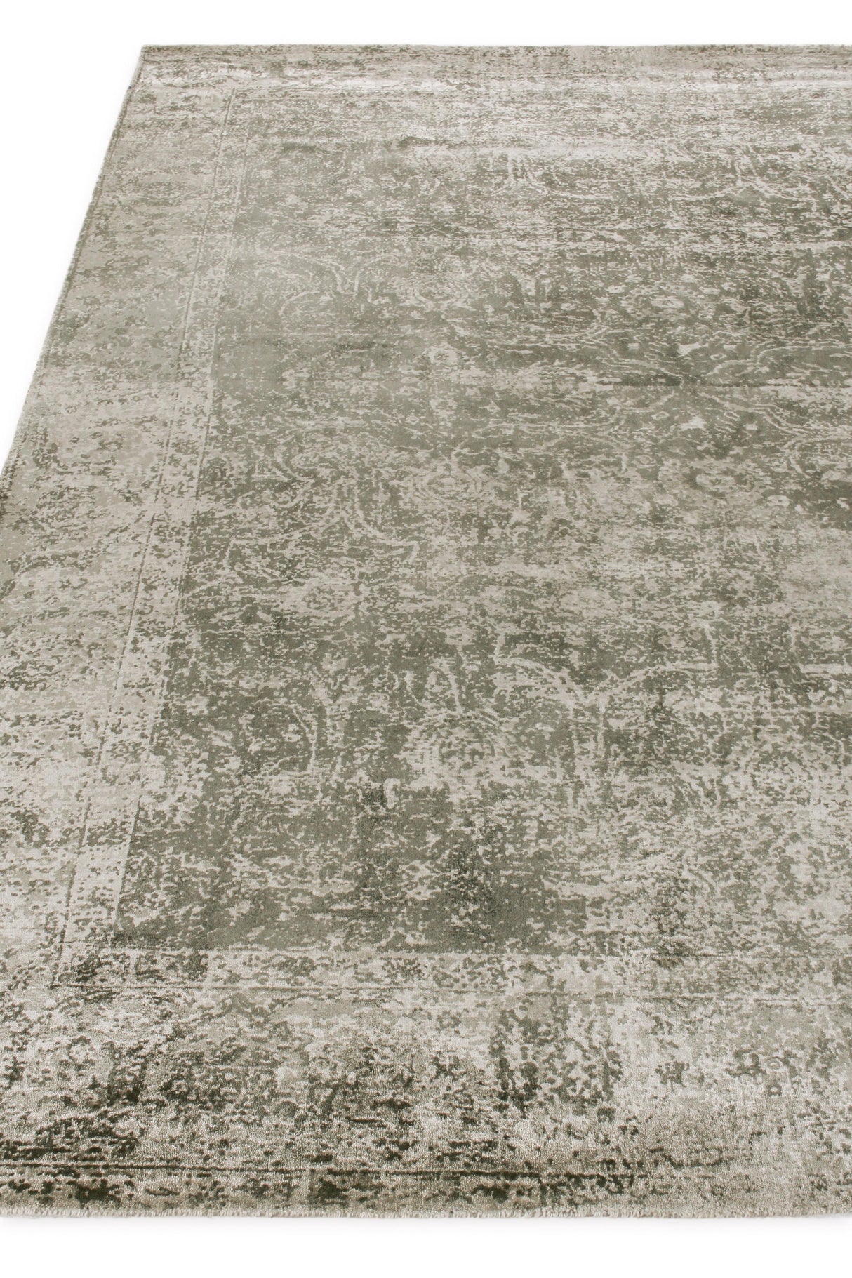 Exquisite Rugs Cassina Hand Loomed Bamboo Silk in 2548 Charcoal/Green 9' x 12' Area Rug