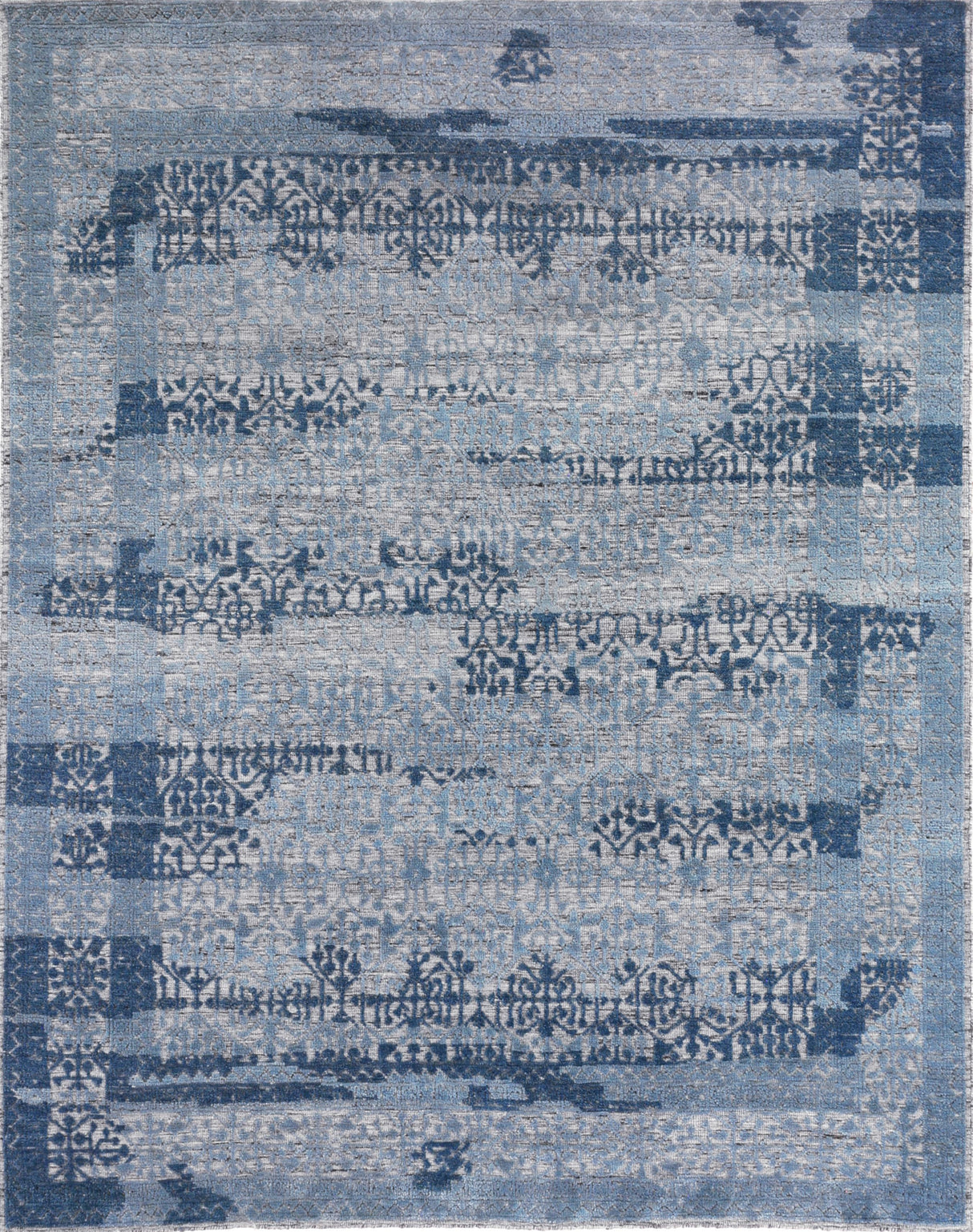 Exquisite Rugs Cadence Hand Knotted Wool/Bamboo Silk in 2566 Light Blue/Gray 10' x 14' Area Rug