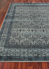 Exquisite Rugs Cadence Hand Knotted Wool/Bamboo Silk in 2567 Navy Blue/Gray 12' x 15' Area Rug