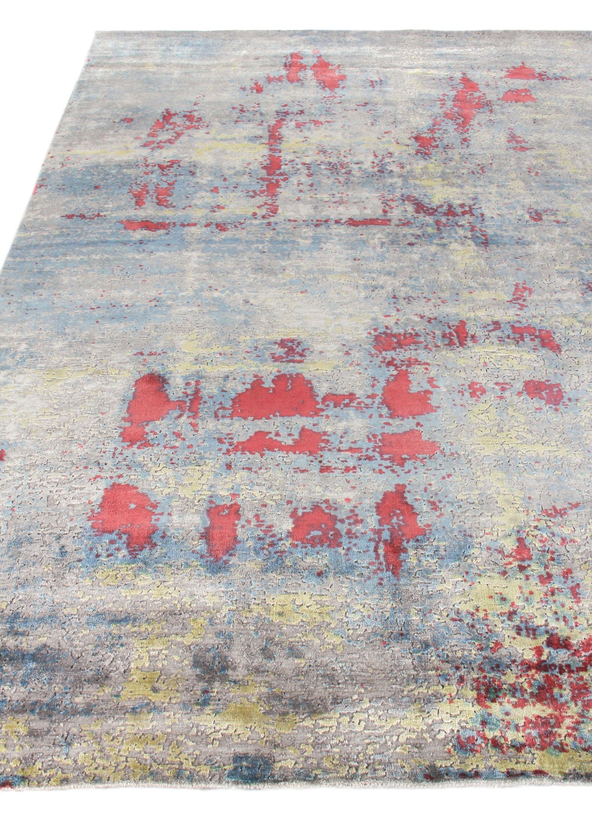 Exquisite Rugs Reflections Hand Loomed Bamboo Silk in 2616 Ivory/Blue/Red 10' x 14' Area Rug