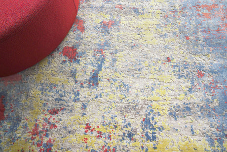 Exquisite Rugs Reflections Hand Loomed Bamboo Silk in 2616 Ivory/Blue/Red 9' x 12' Area Rug