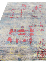 Exquisite Rugs Reflections Hand Loomed Bamboo Silk in 2616 Ivory/Blue/Red 9' x 12' Area Rug