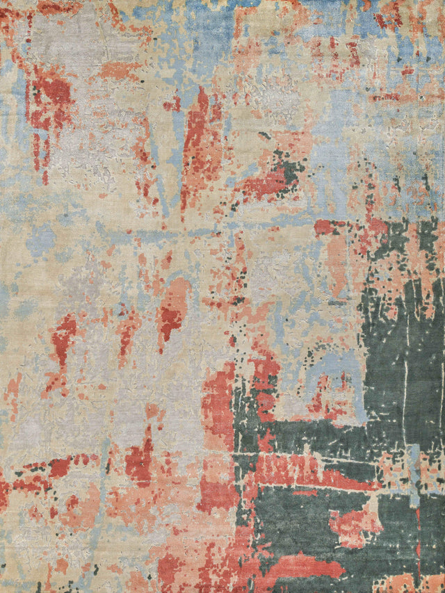 Exquisite Rugs Reflections Hand Loomed Bamboo Silk in 2621 Blue/Black 9' x 12' Area Rug