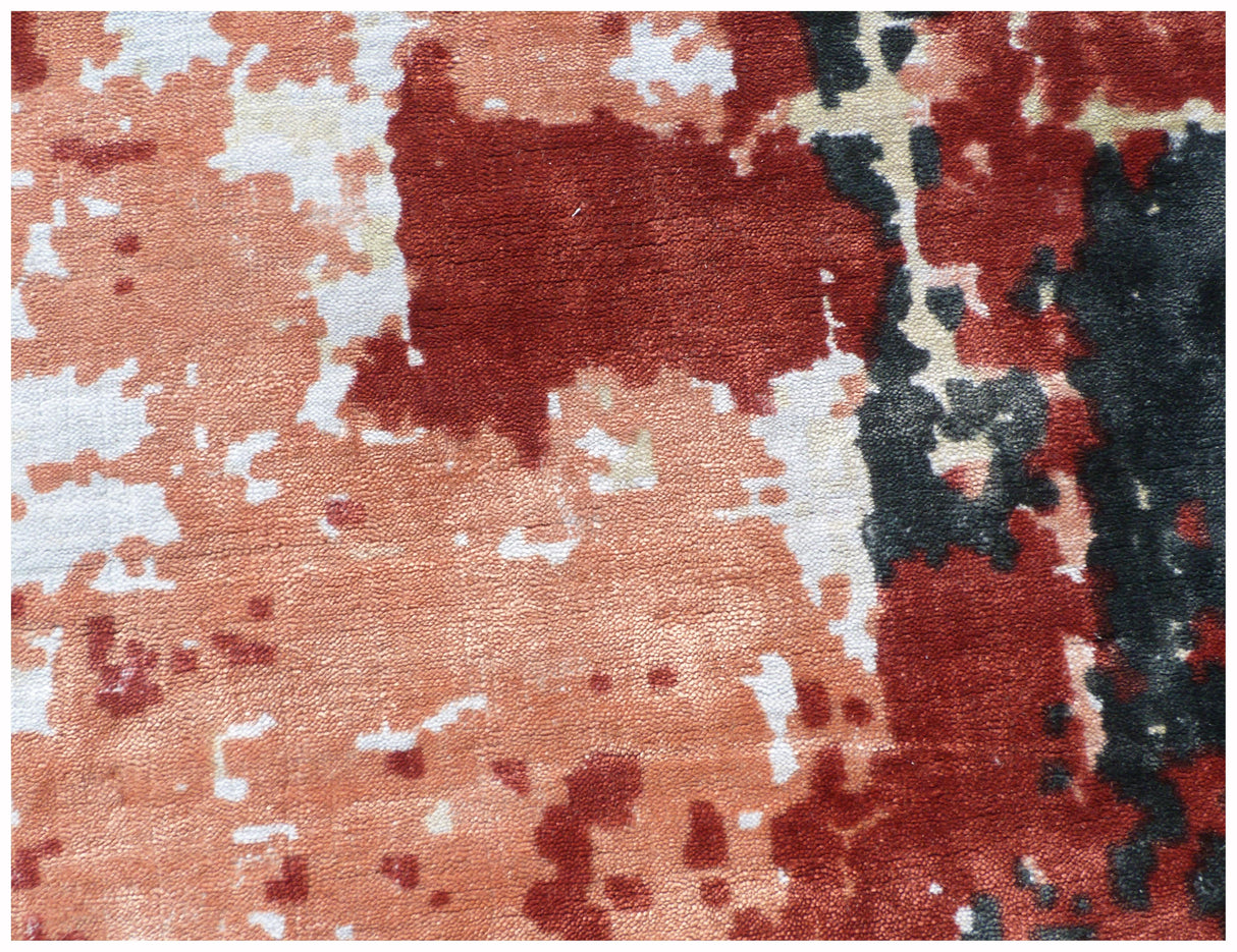 Exquisite Rugs Antolini Hand Loomed Bamboo Silk in 2622 Ivory/Blue 8' x 10' Area Rug