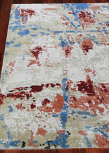 Exquisite Rugs Antolini Hand Loomed Bamboo Silk in 2622 Ivory/Blue 8' x 10' Area Rug