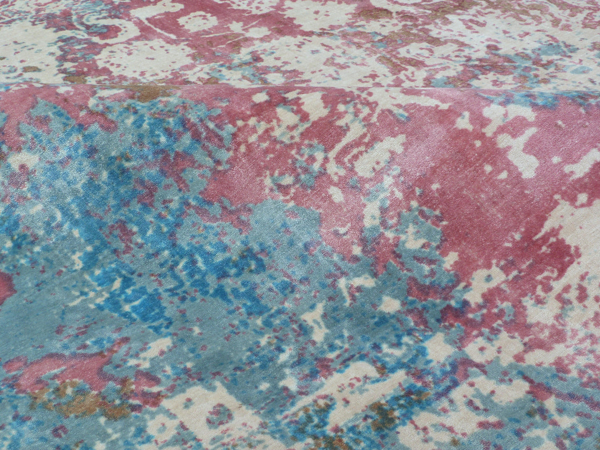 Exquisite Rugs Antolini Hand Loomed Bamboo Silk in 2624 Pink/Blue 8' x 10' Area Rug