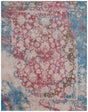 Exquisite Rugs Antolini Hand Loomed Bamboo Silk in 2624 Pink/Blue 8' x 10' Area Rug
