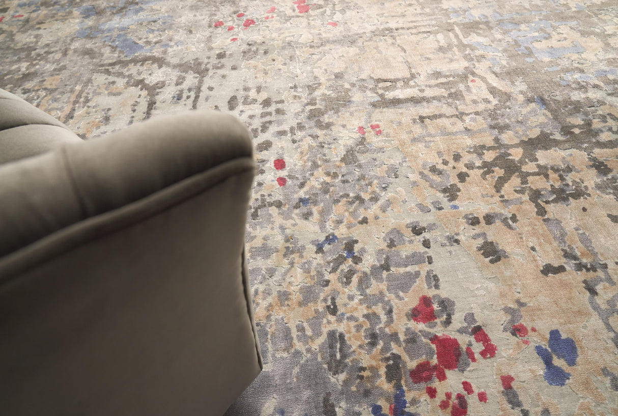 Exquisite Rugs Reflections Hand Loomed Bamboo Silk in 2628 Charcoal/Multi 9' x 12' Area Rug