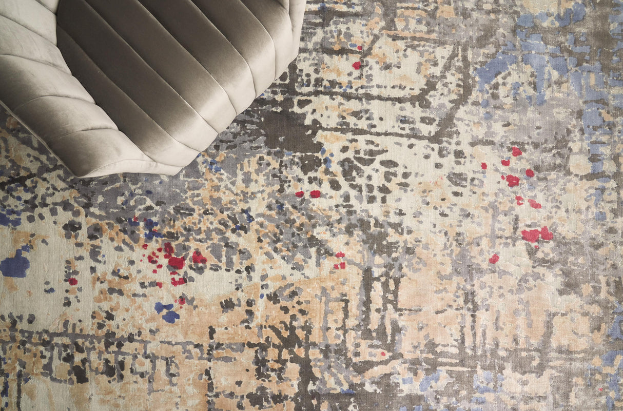 Exquisite Rugs Reflections Hand Loomed Bamboo Silk in 2628 Charcoal/Multi 9' x 12' Area Rug