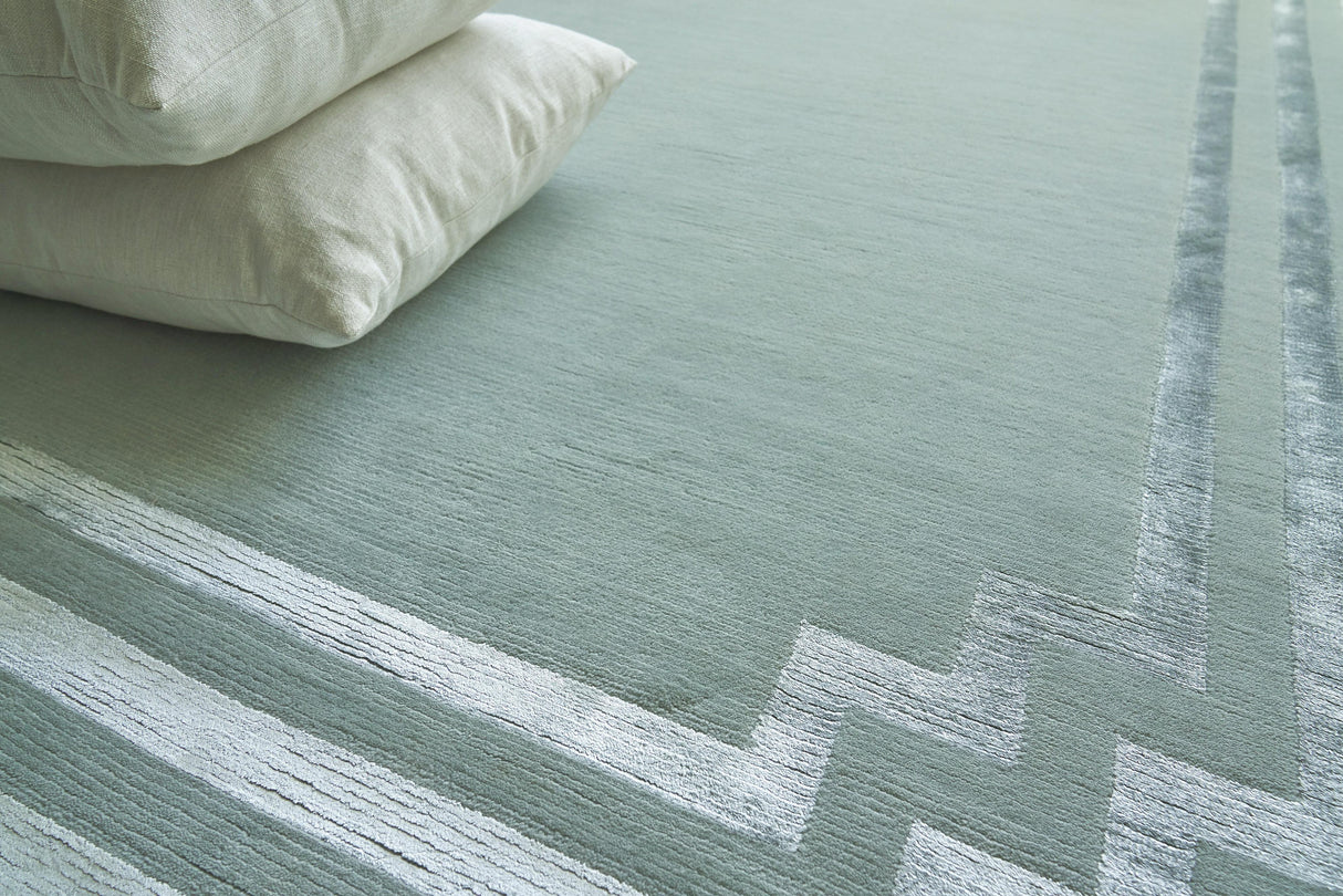 Exquisite Rugs Vero Hand Knotted Wool/Bamboo Silk in 2688 Aqua/Blue 6' x 9' Area Rug
