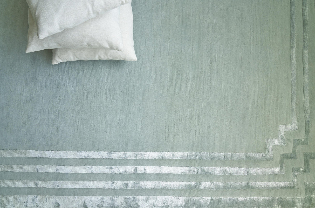 Exquisite Rugs Vero Hand Knotted Wool/Bamboo Silk in 2688 Aqua/Blue 6' x 9' Area Rug