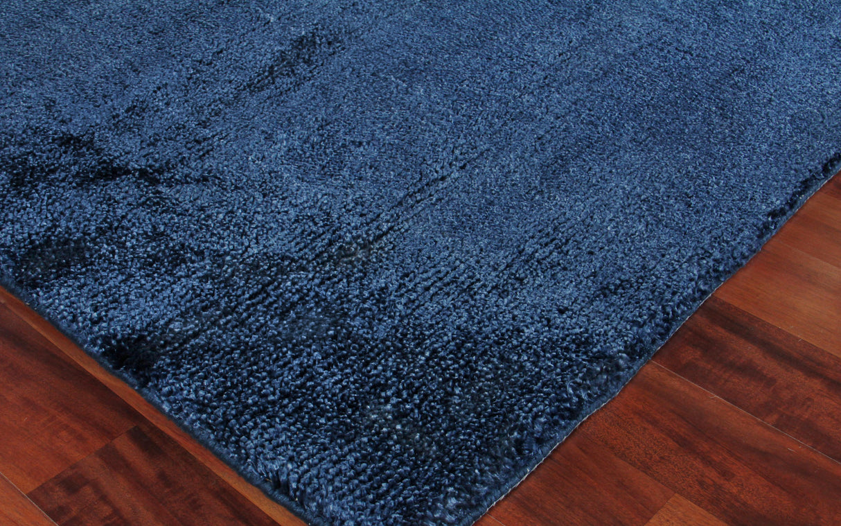 Exquisite Rugs Calla Hand Loomed Bamboo Silk in 2877 Navy Blue 10' x 14' Area Rug