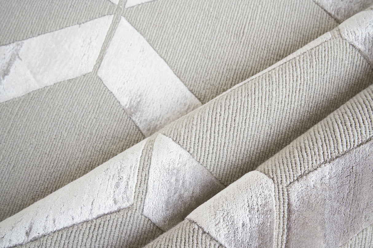 Exquisite Rugs Metro Velvet Hand Knotted Wool/Viscose in 3030 Silver 14' x 18' Area Rug