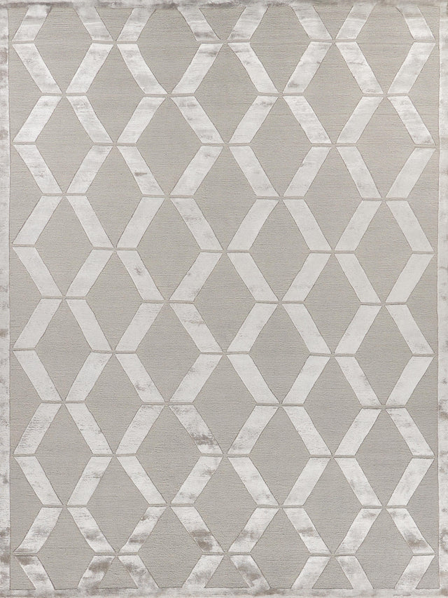 Exquisite Rugs Metro Velvet Hand Knotted Wool/Viscose in 3030 Silver 14' x 18' Area Rug
