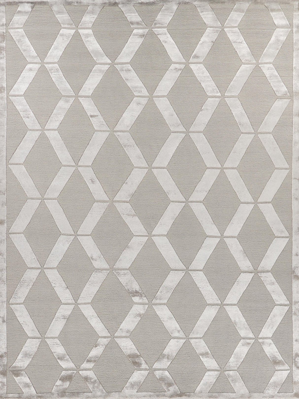 Exquisite Rugs Metro Velvet Hand Knotted Wool/Viscose in 3030 Silver 8' x 10' Area Rug